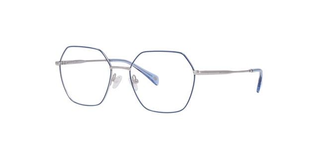 Mitcham Light Blue On Silver MetalEyeglass Frames for Glasses Direct, Angle View