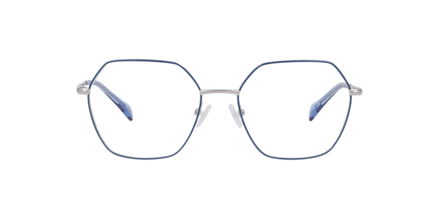 Mitcham Light Blue On Silver MetalEyeglass Frames for Glasses Direct, Front View