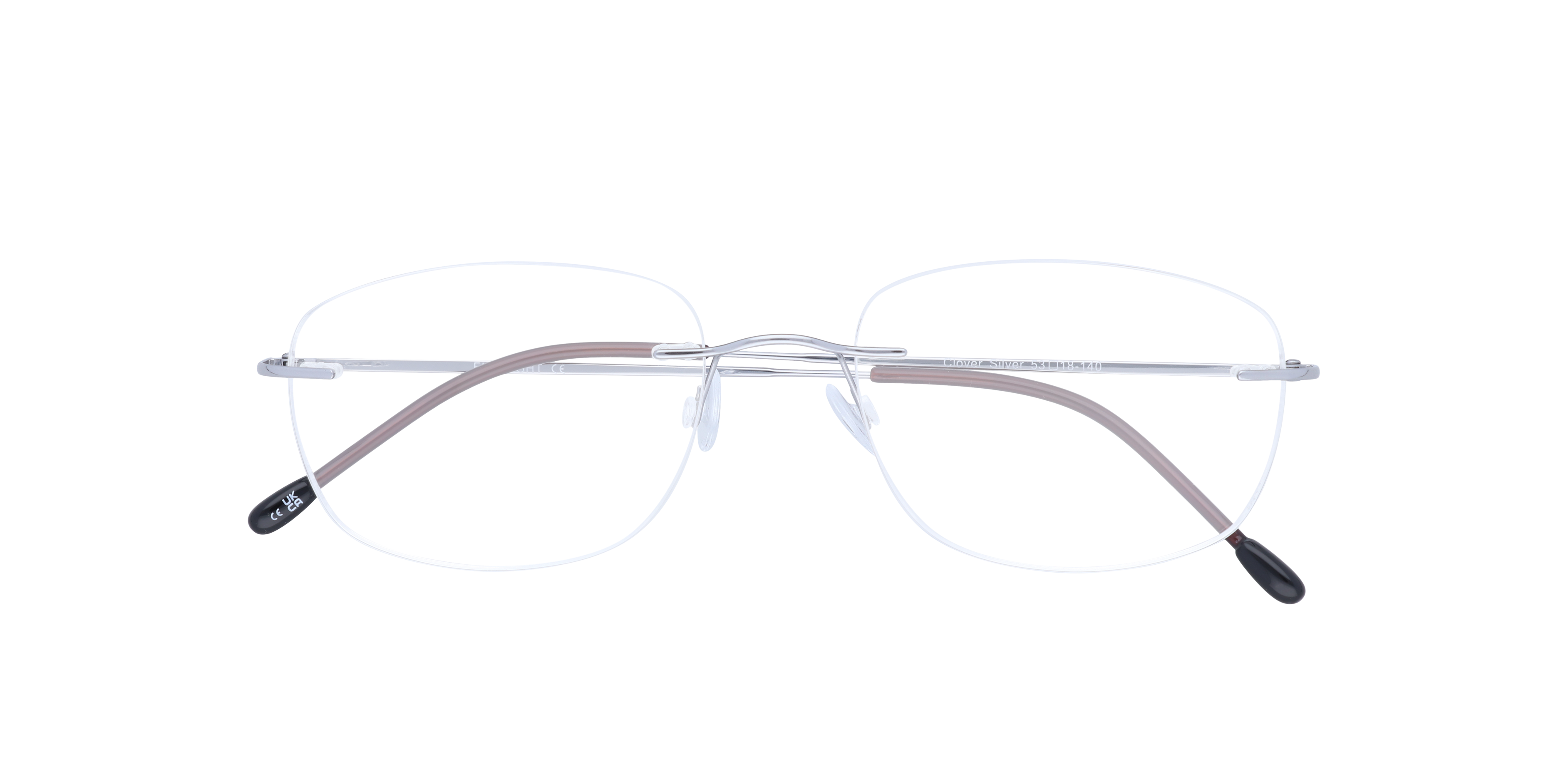 Clover Silver MetalSunglass Frames for Glasses Direct, Closed View
