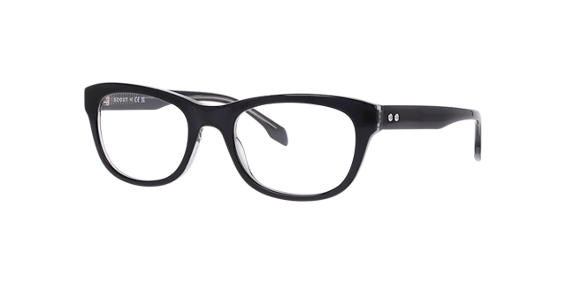 Nathanael Bilayer Black & Crystal Grey AcetateEyeglass Frames for Glasses Direct, Angle View