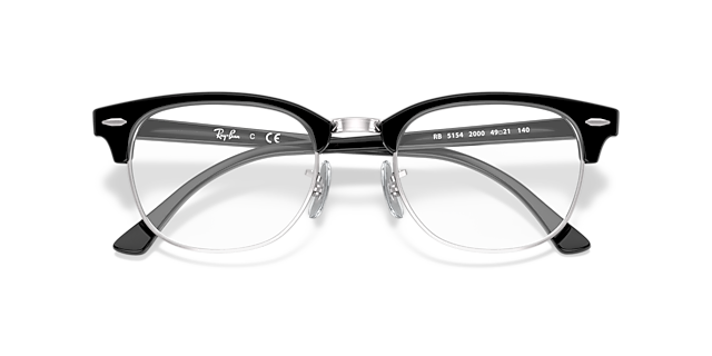 Clubmaster Optics Black On Silver AcetateEyeglass Frames for Glasses Direct, Closed View