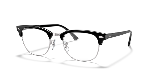 Clubmaster Optics Black On Silver AcetateEyeglass Frames for Glasses Direct, Angle View