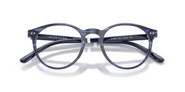 PH2297 Shiny Striped Blue AcetateEyeglass Frames for Glasses Direct, Closed View