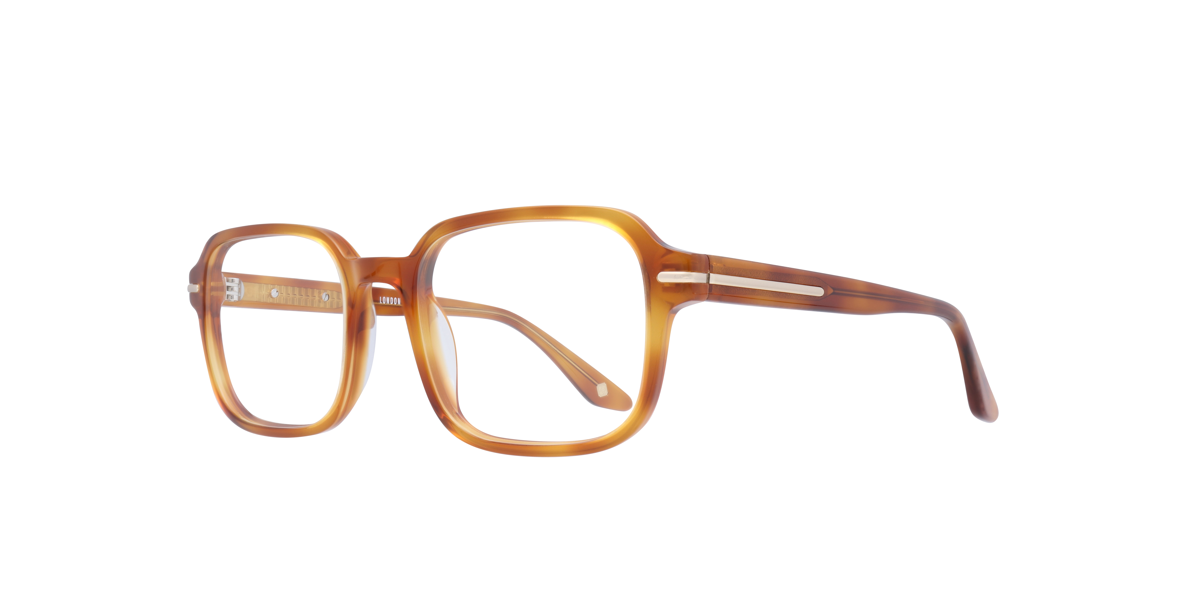 Dollis Shiny Honey AcetateEyeglass Frames for Glasses Direct, Angle View