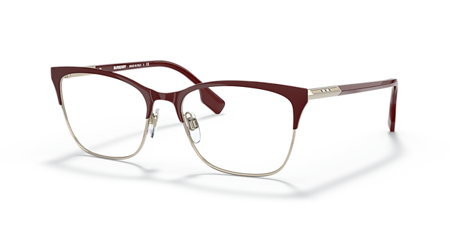 BE1362 Light Gold & Bordeaux MetalEyeglass Frames for Glasses Direct, Angle View