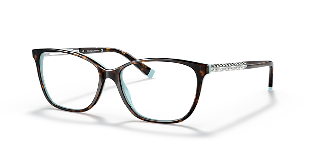 TF2215B Havana On Tiffany Blue AcetateEyeglass Frames for Glasses Direct, Angle View