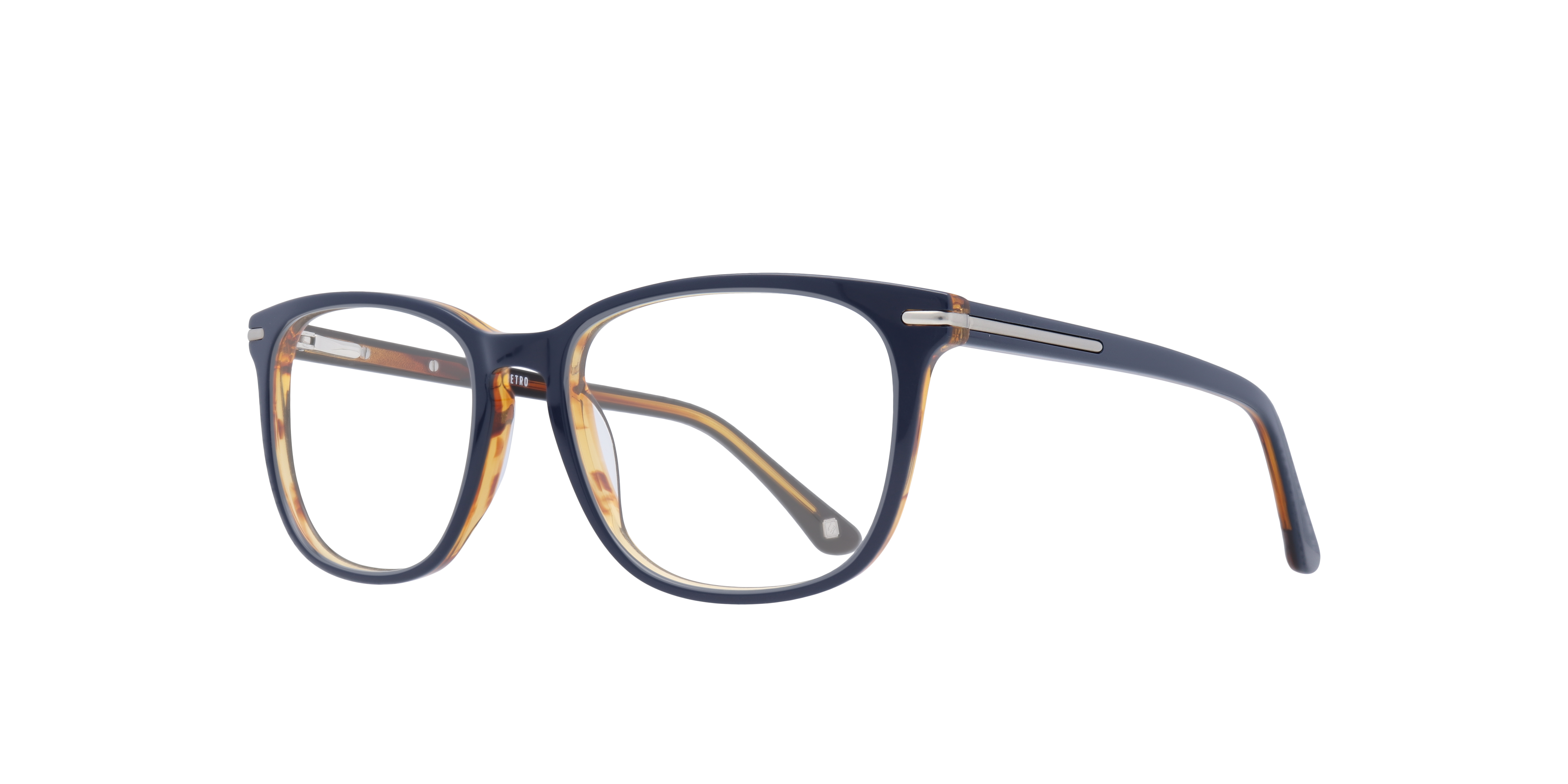 Eastcote Navy Blue & Orange AcetateEyeglass Frames for Glasses Direct, Angle View