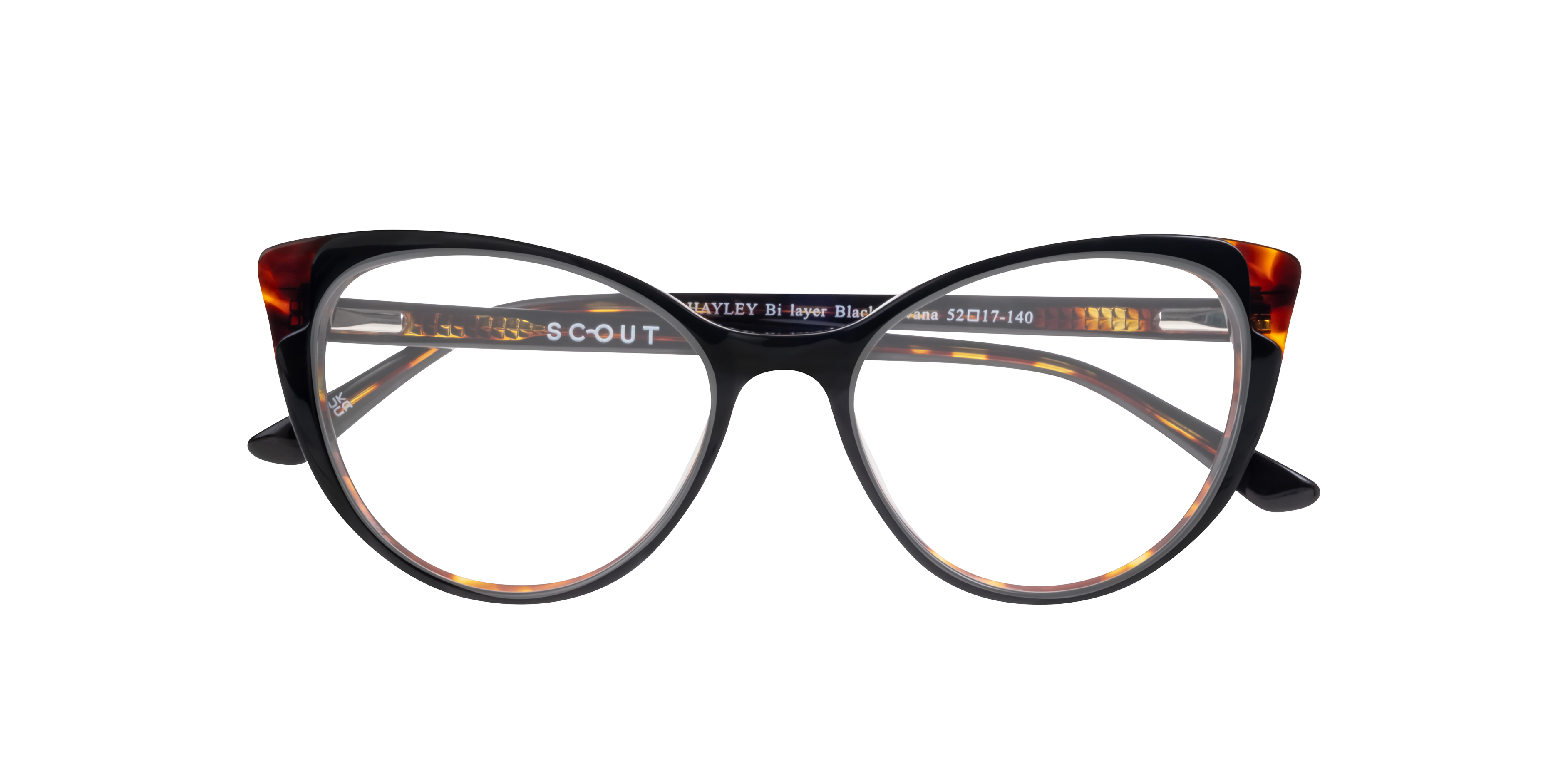 Hayley Bi Layer Black & Havana AcetateEyeglass Frames for Glasses Direct, Closed View