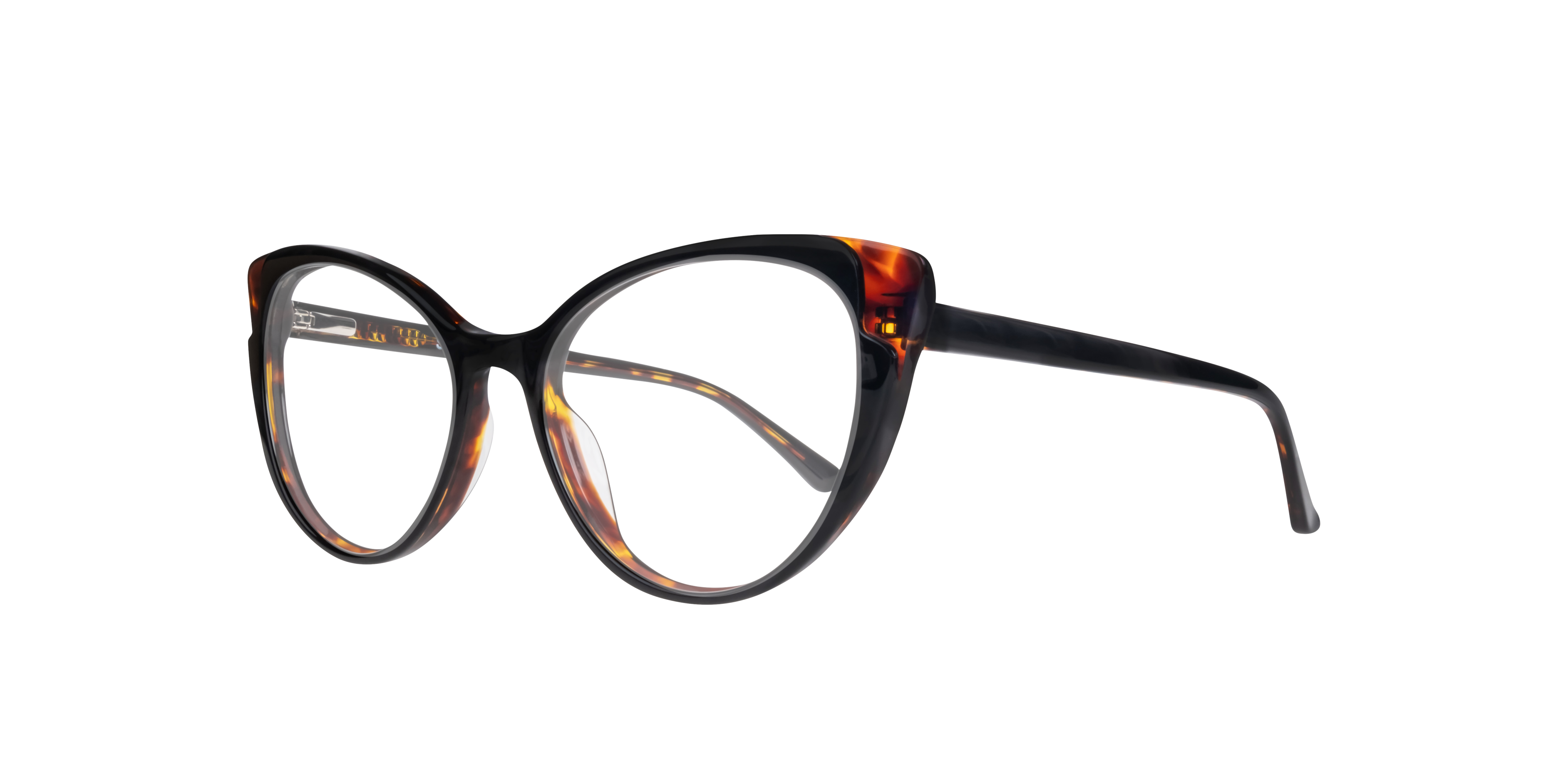 Hayley Bi Layer Black & Havana AcetateEyeglass Frames for Glasses Direct, Angle View