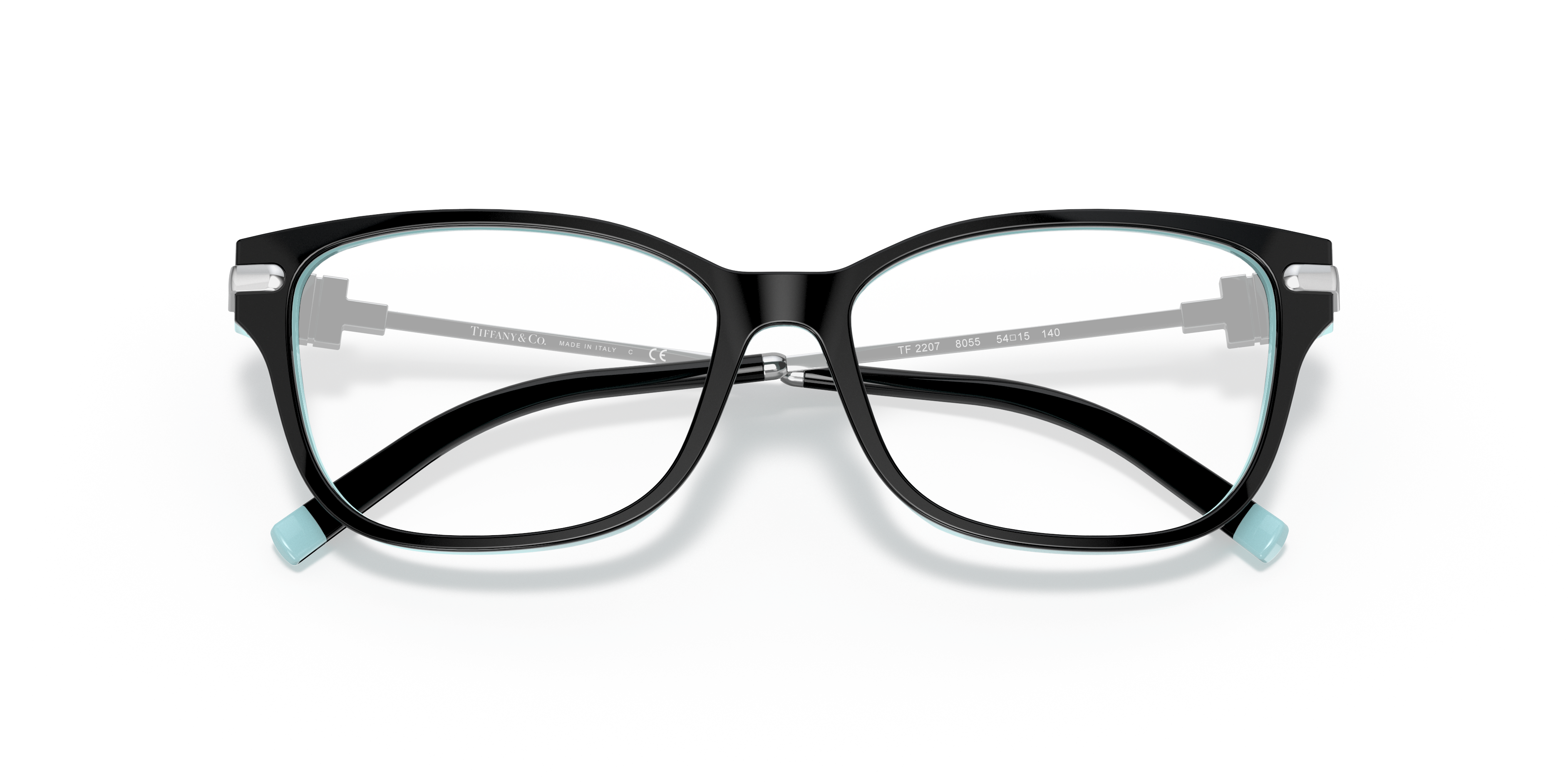 TF2207 Black On Tiffany Blue AcetateEyeglass Frames for Glasses Direct, Closed View