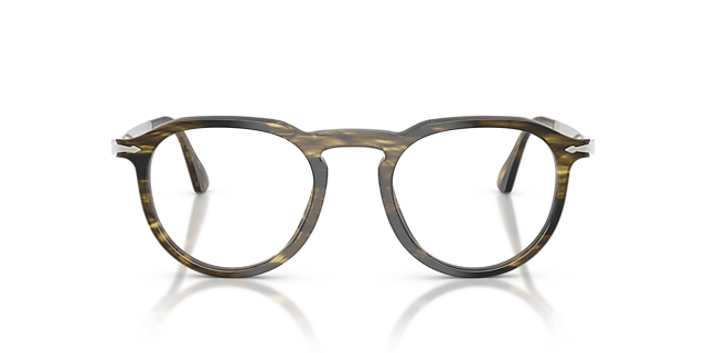 PO3387V Striped Black & Olive Green AcetateEyeglass Frames for Glasses Direct, Front View