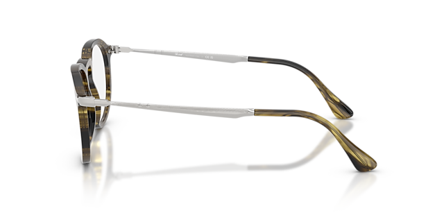 PO3387V Striped Black & Olive Green AcetateEyeglass Frames for Glasses Direct, Side View