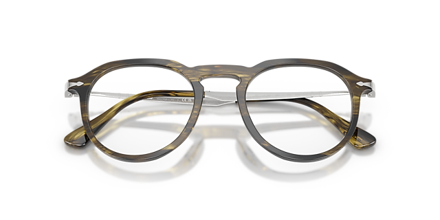 PO3387V Striped Black & Olive Green AcetateEyeglass Frames for Glasses Direct, Closed View