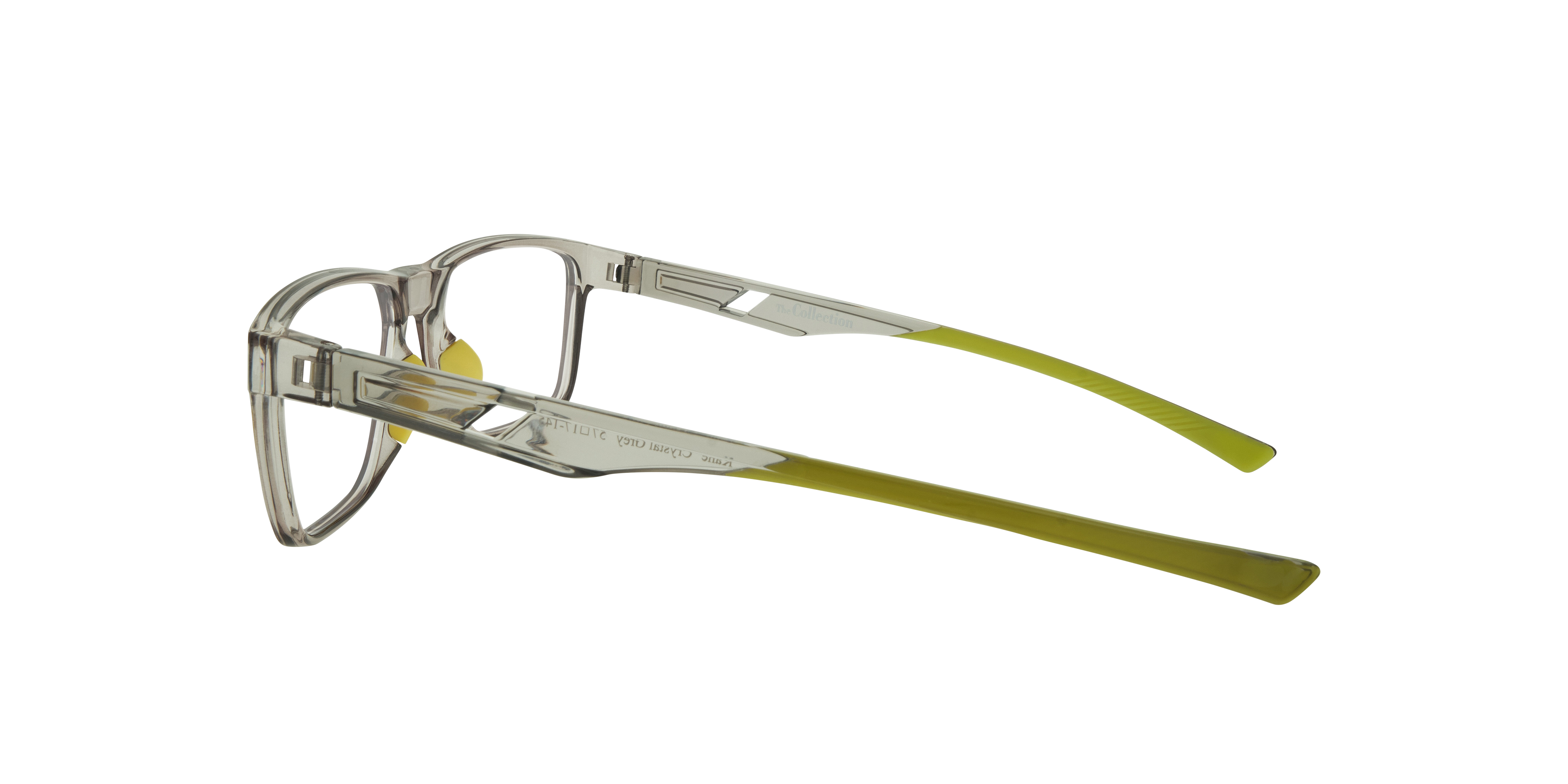 Kane Crystal Grey PlasticEyeglass Frames for Glasses Direct, Side View