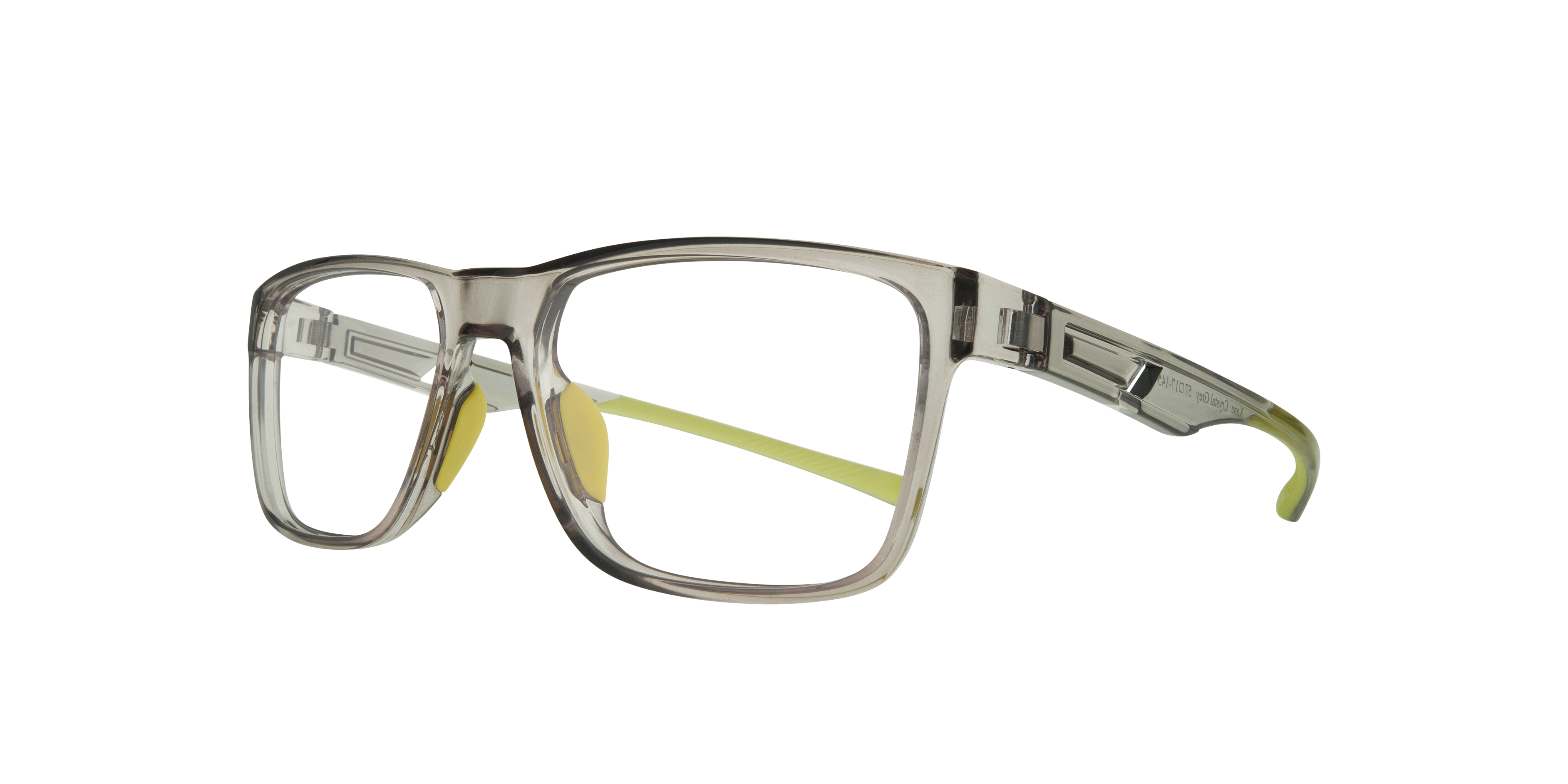Kane Crystal Grey PlasticEyeglass Frames for Glasses Direct, Angle View