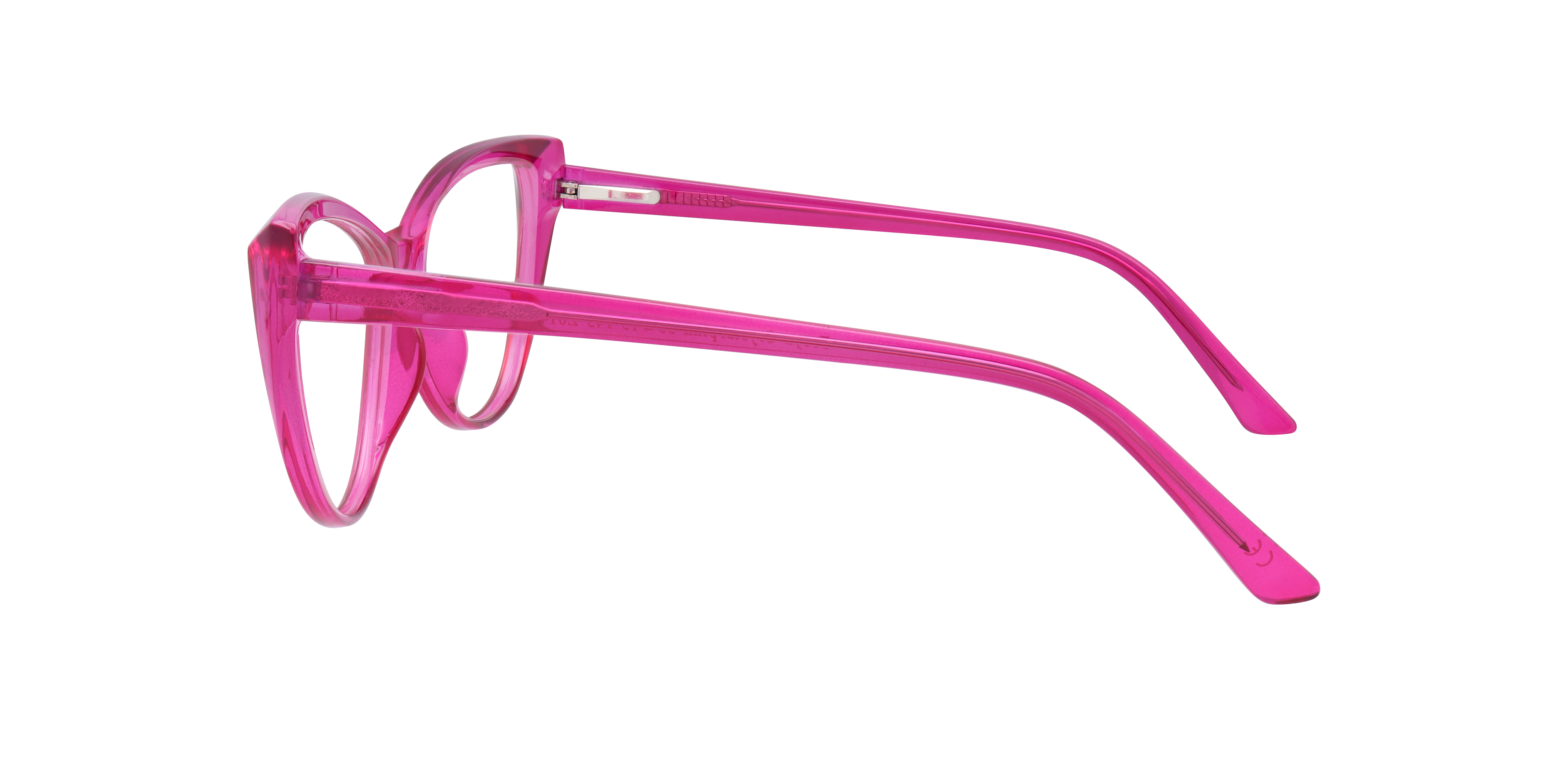 Freya Crystal & Pink PlasticEyeglass Frames for Glasses Direct, Side View