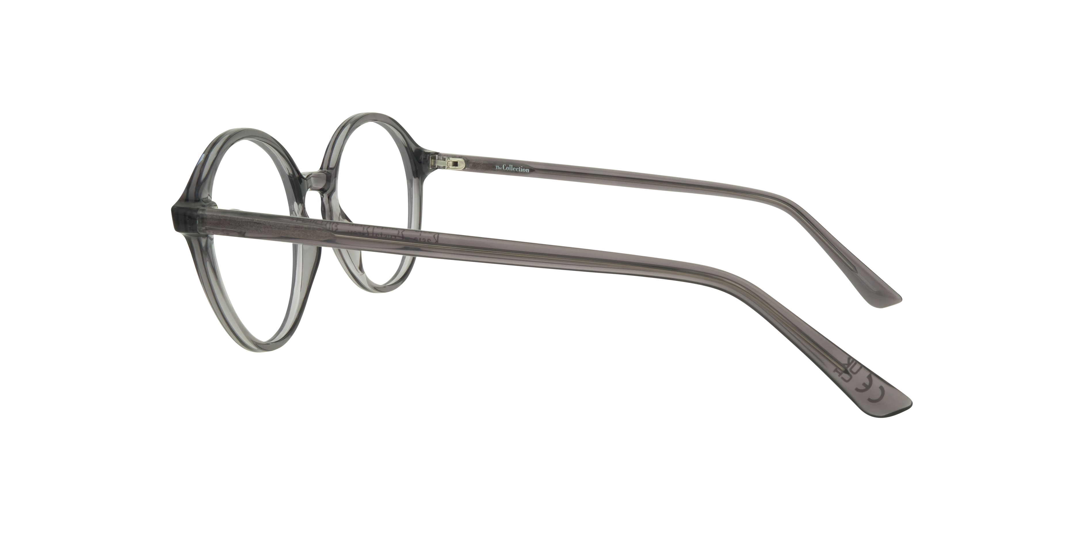 Kasia Crystal Grey PlasticEyeglass Frames for Glasses Direct, Side View