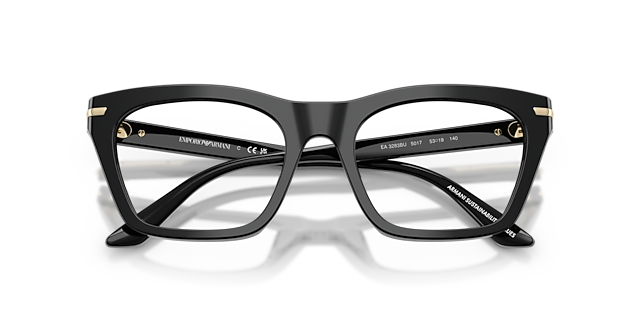 EA3283BU Shiny Black AcetateEyeglass Frames for Glasses Direct, Closed View