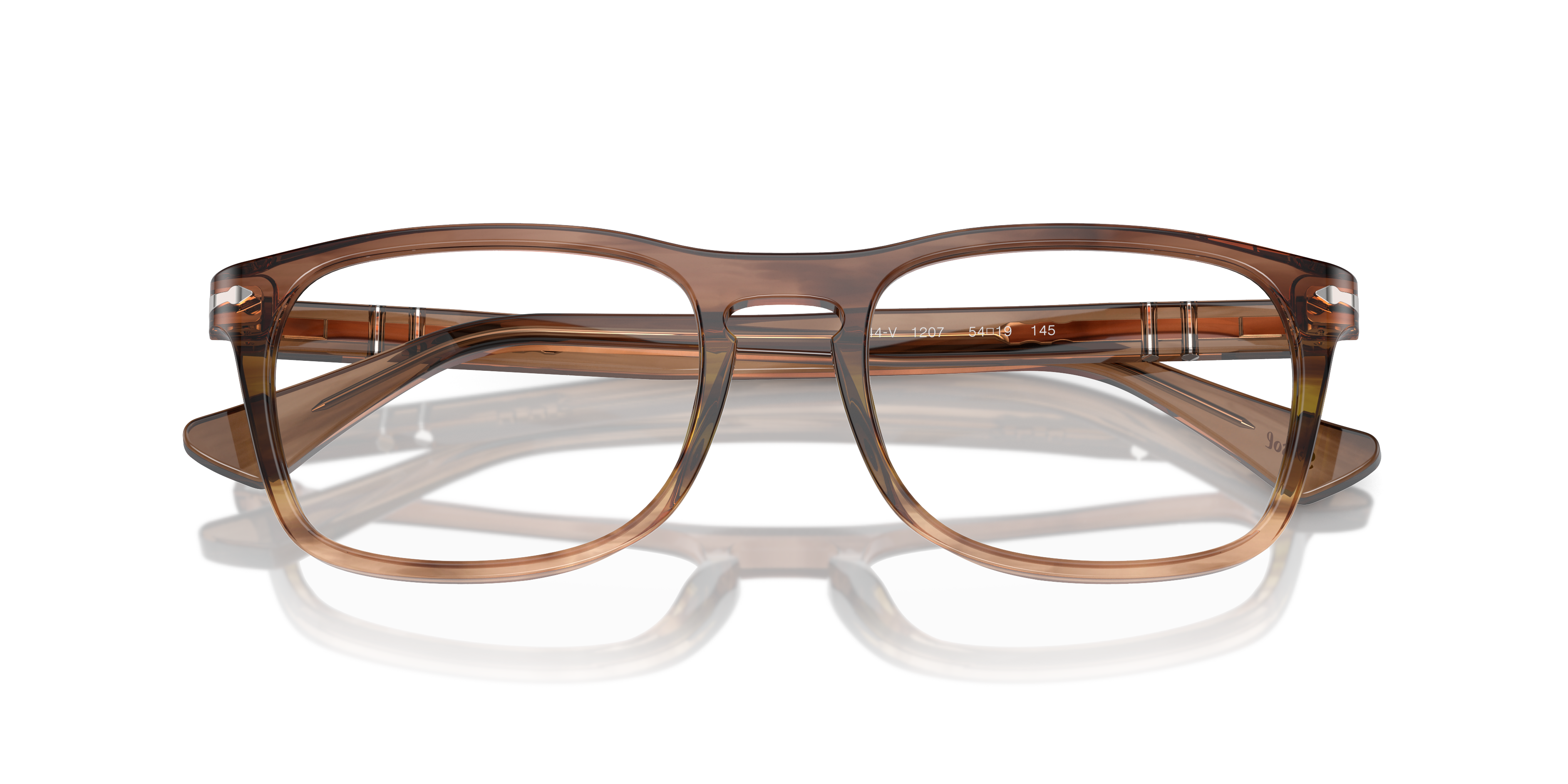 PO3344V Striped Brown AcetateEyeglass Frames for Glasses Direct, Closed View