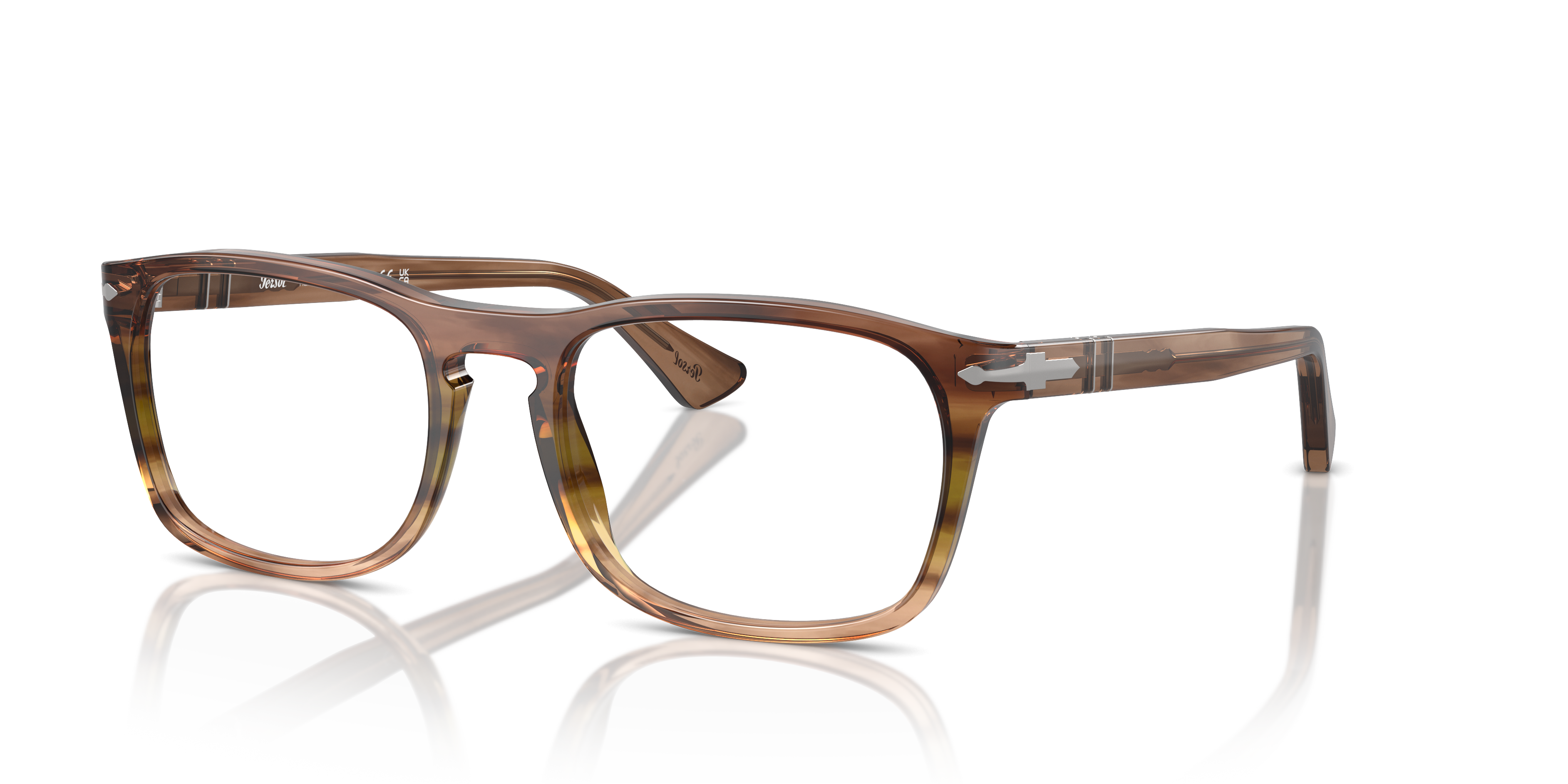 PO3344V Striped Brown AcetateEyeglass Frames for Glasses Direct, Angle View