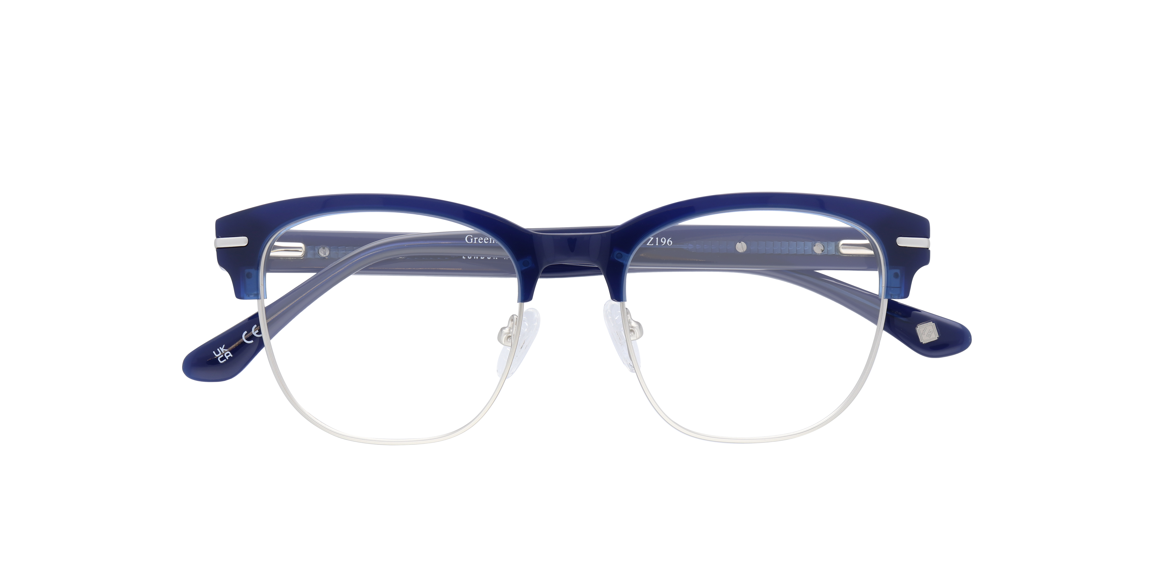Greenford Navy Blue MetalEyeglass Frames for Glasses Direct, Closed View