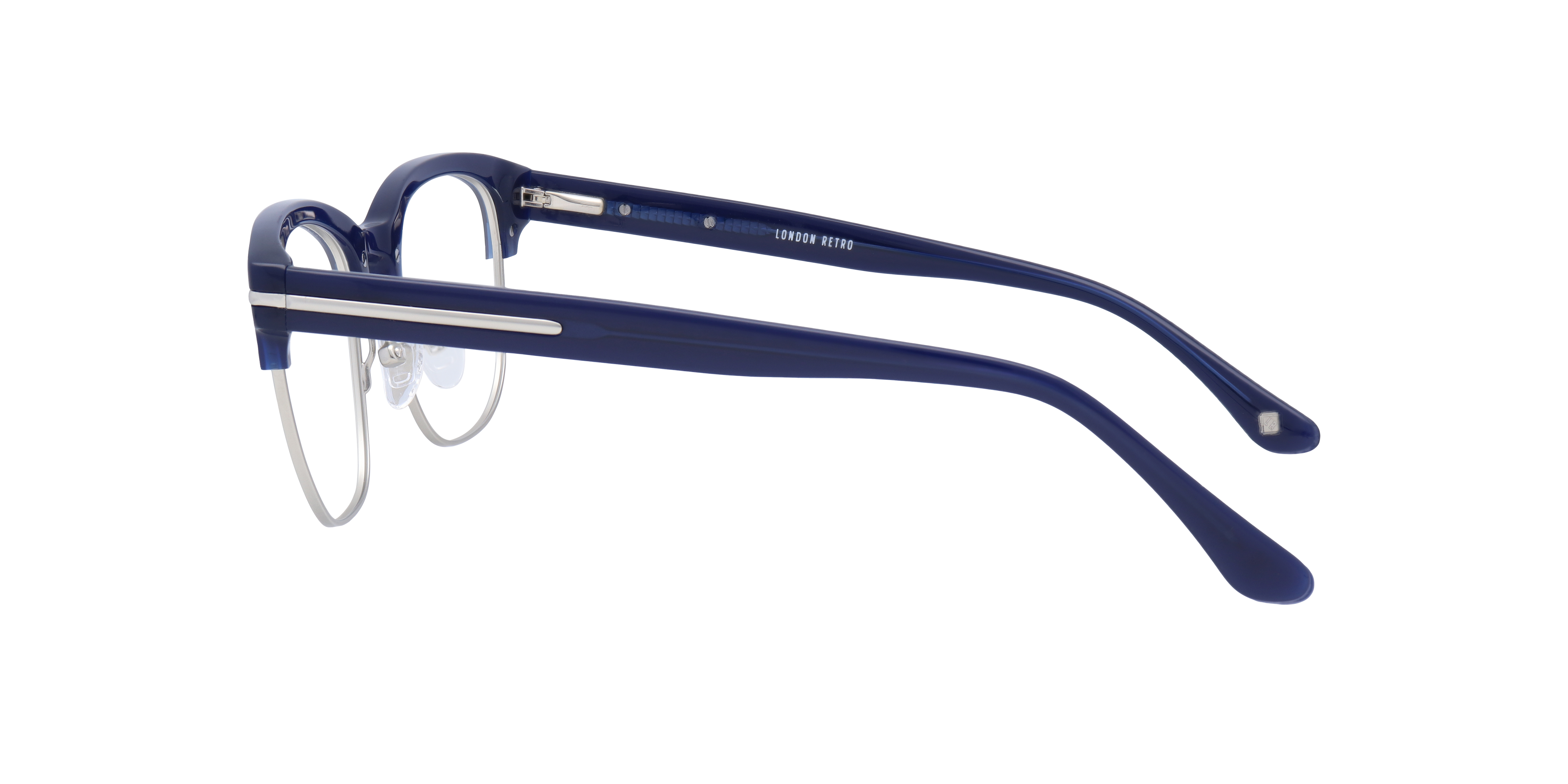 Greenford Navy Blue MetalEyeglass Frames for Glasses Direct, Side View