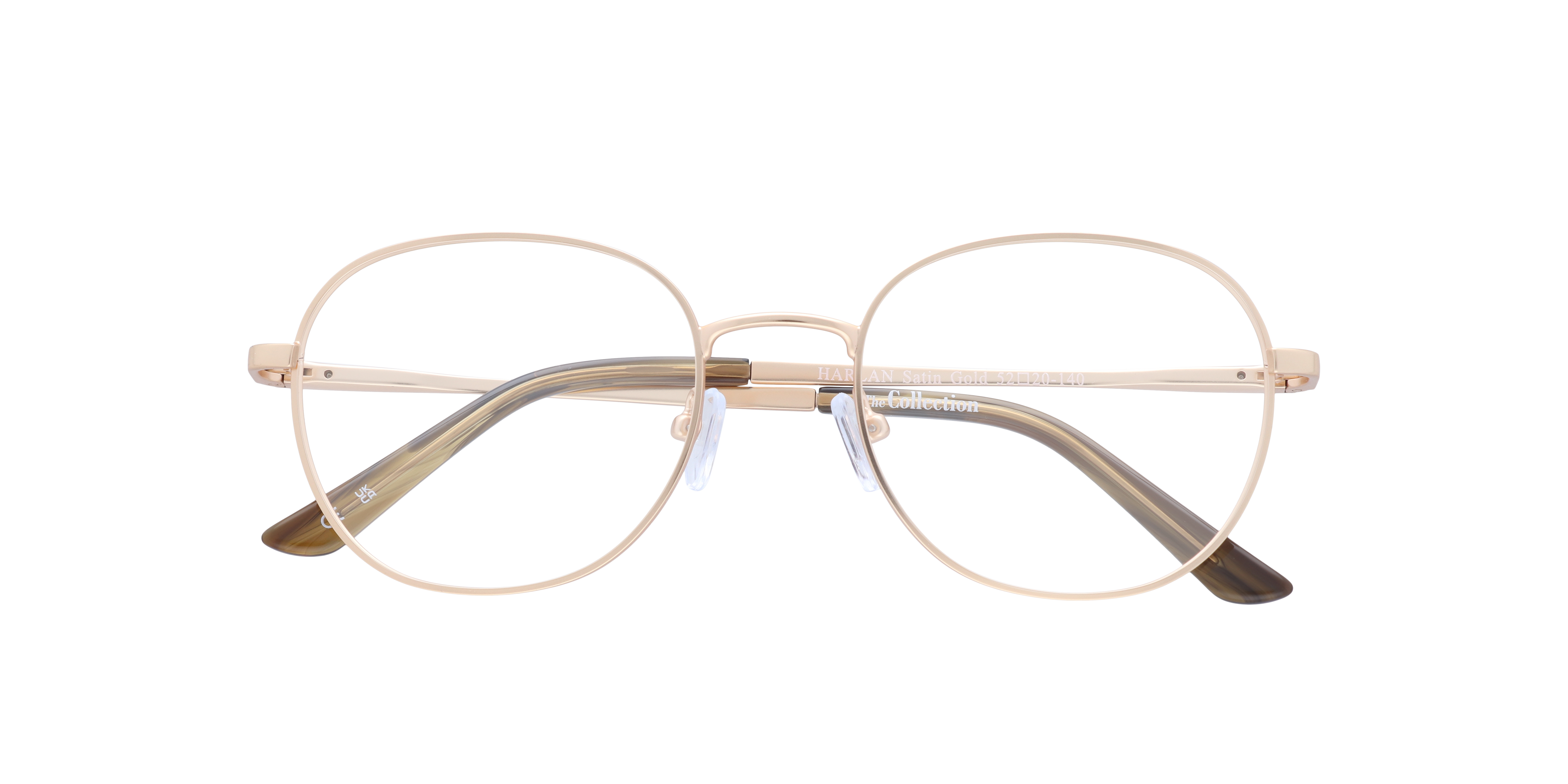 Harlan Satin Gold MetalEyeglass Frames for Glasses Direct, Closed View