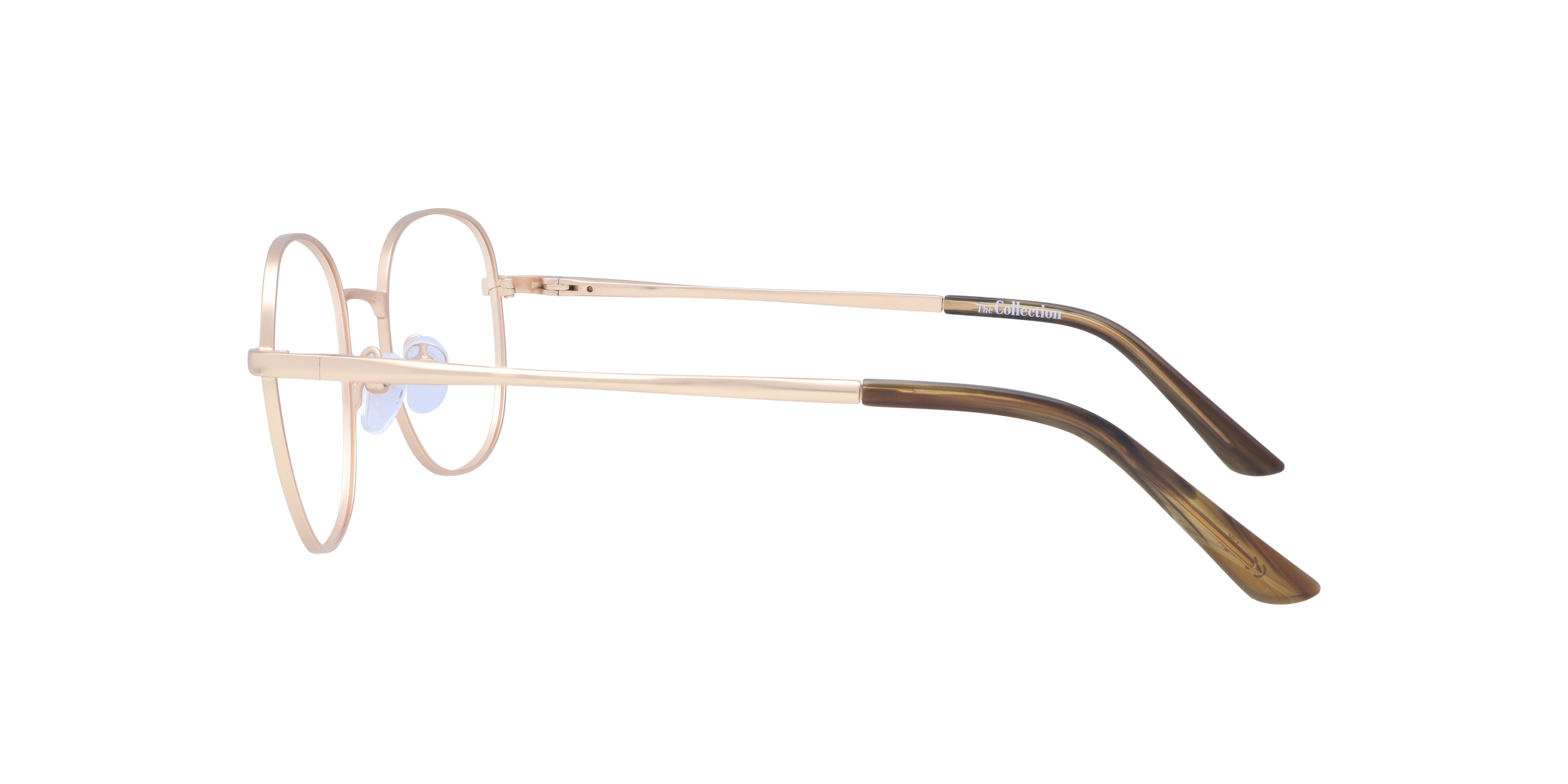 Harlan Satin Gold MetalEyeglass Frames for Glasses Direct, Side View