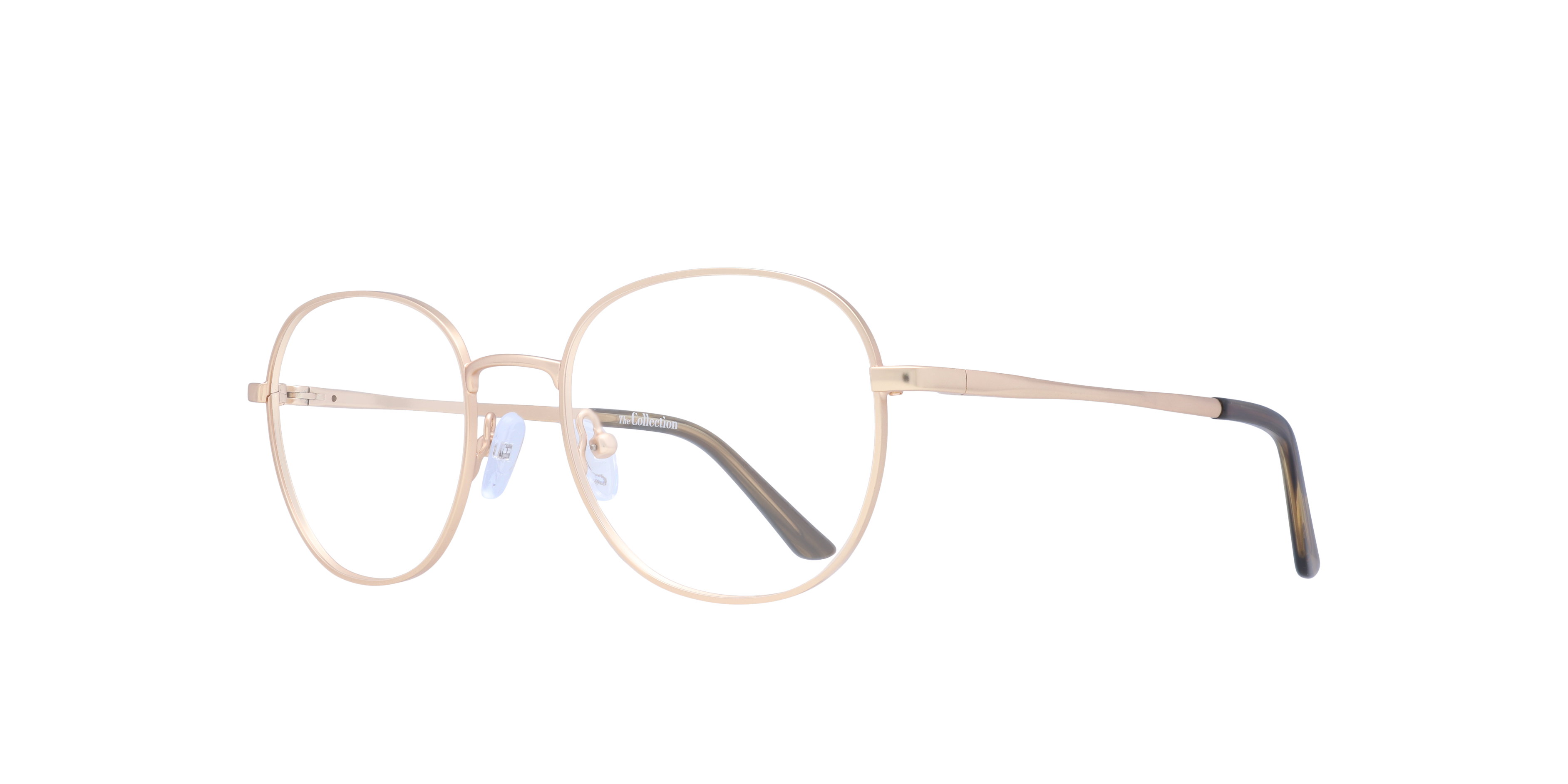 Harlan Satin Gold MetalEyeglass Frames for Glasses Direct, Angle View