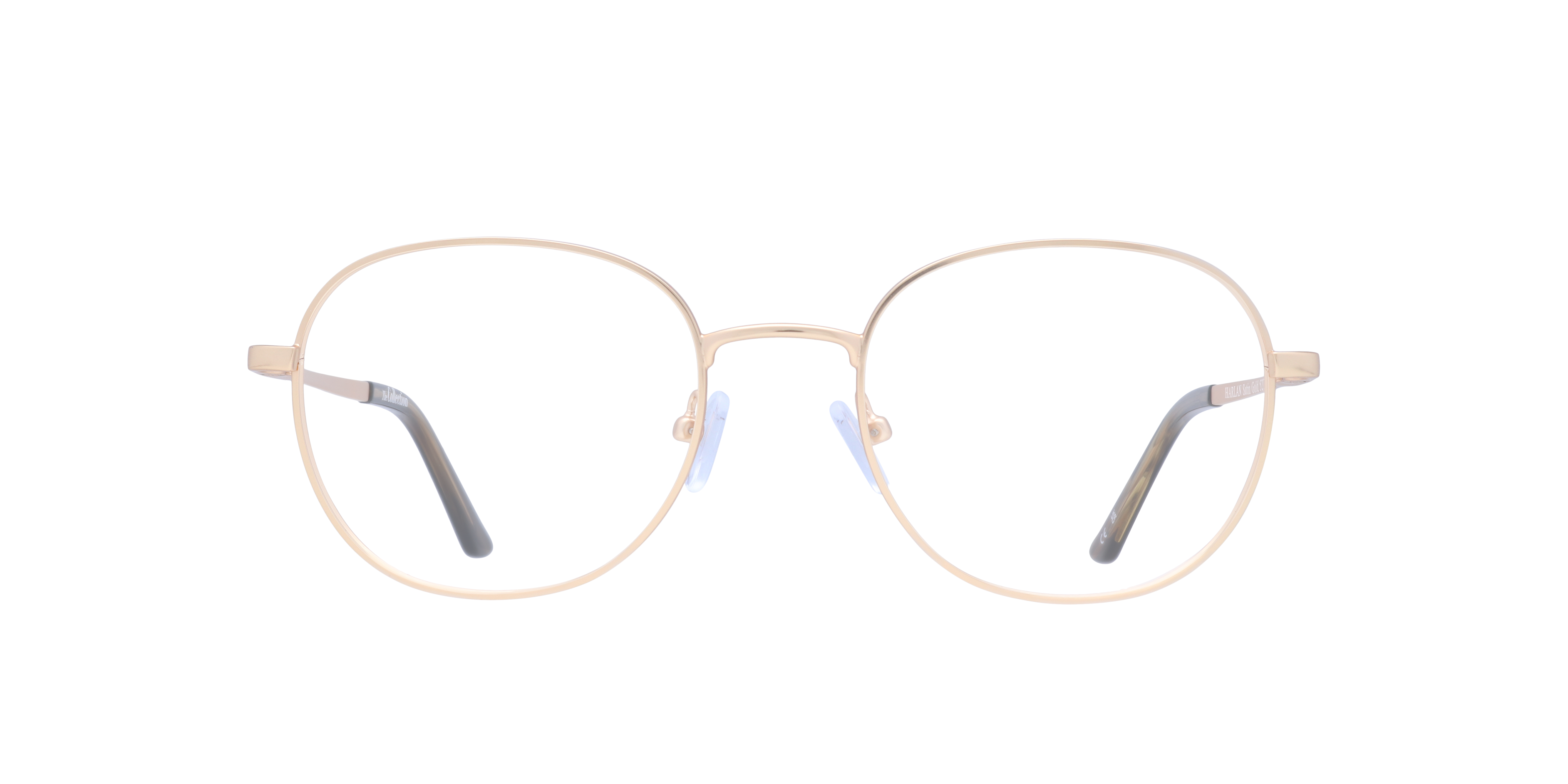 Harlan Satin Gold MetalEyeglass Frames for Glasses Direct, Front View