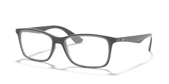 RB7047 Optics Transparent Grey PlasticEyeglass Frames for Glasses Direct, Angle View