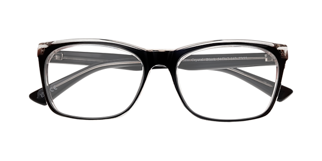 Hazel Clear Crystal  &  Black PlasticEyeglass Frames for Glasses Direct, Closed View