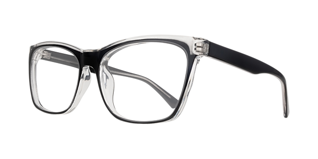 Hazel Clear Crystal  &  Black PlasticEyeglass Frames for Glasses Direct, Angle View