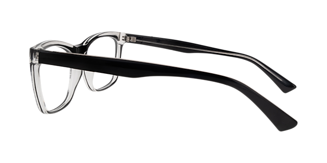 Hazel Clear Crystal  &  Black PlasticEyeglass Frames for Glasses Direct, Side View