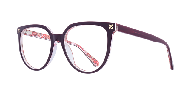 Gloria Milky Dark Pink & Flowers AcetateEyeglass Frames for Glasses Direct, Angle View