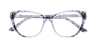 Faye Shiny Dark Blue Flower AcetateEyeglass Frames for Glasses Direct, Closed View