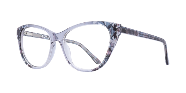 Faye Shiny Dark Blue Flower AcetateEyeglass Frames for Glasses Direct, Angle View