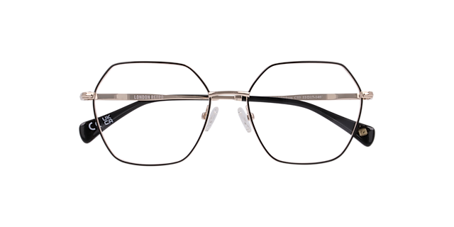Mitcham Black On Gold MetalEyeglass Frames for Glasses Direct, Closed View