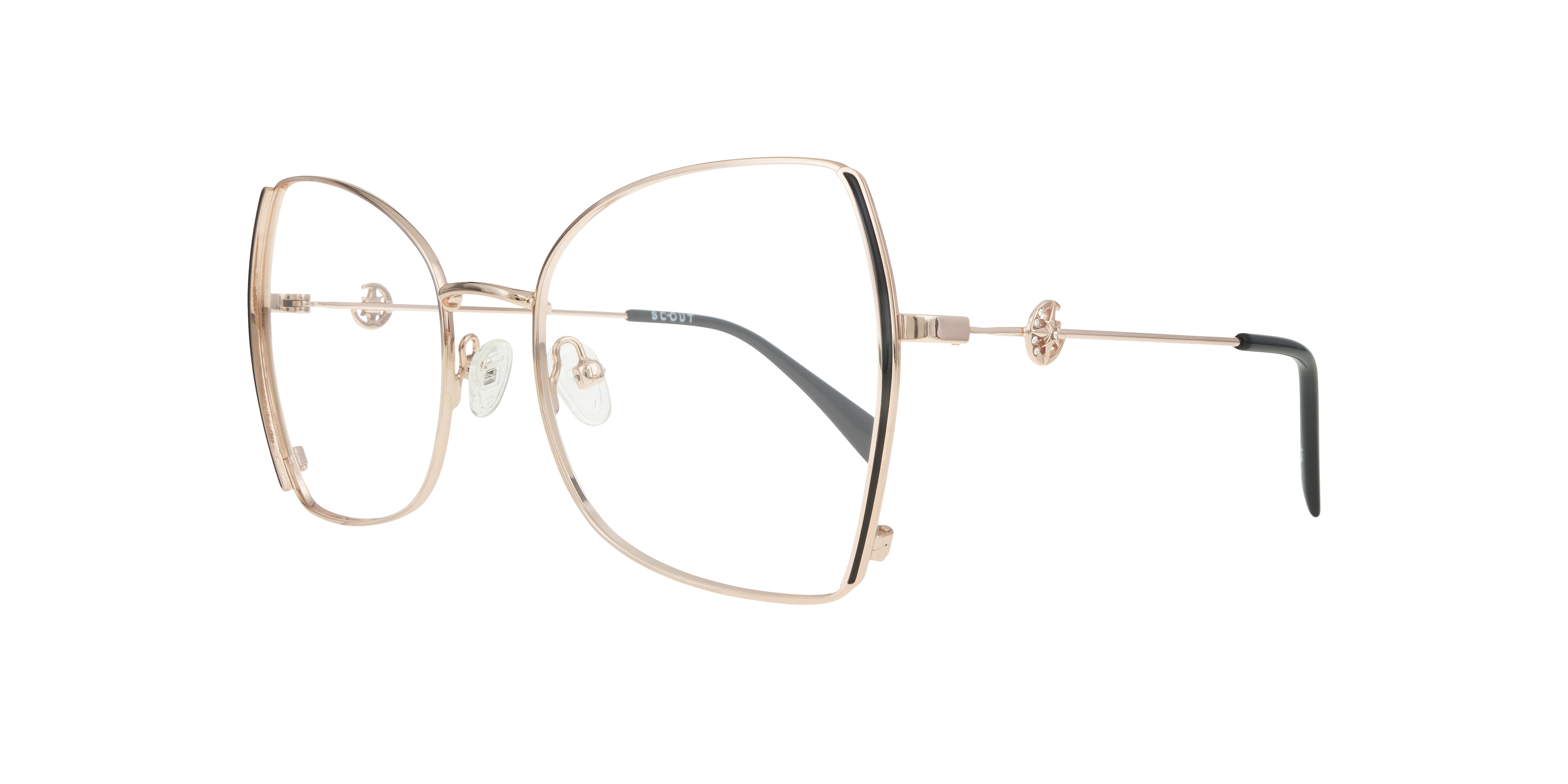 Kenna Gold & Black MetalEyeglass Frames for Glasses Direct, Angle View