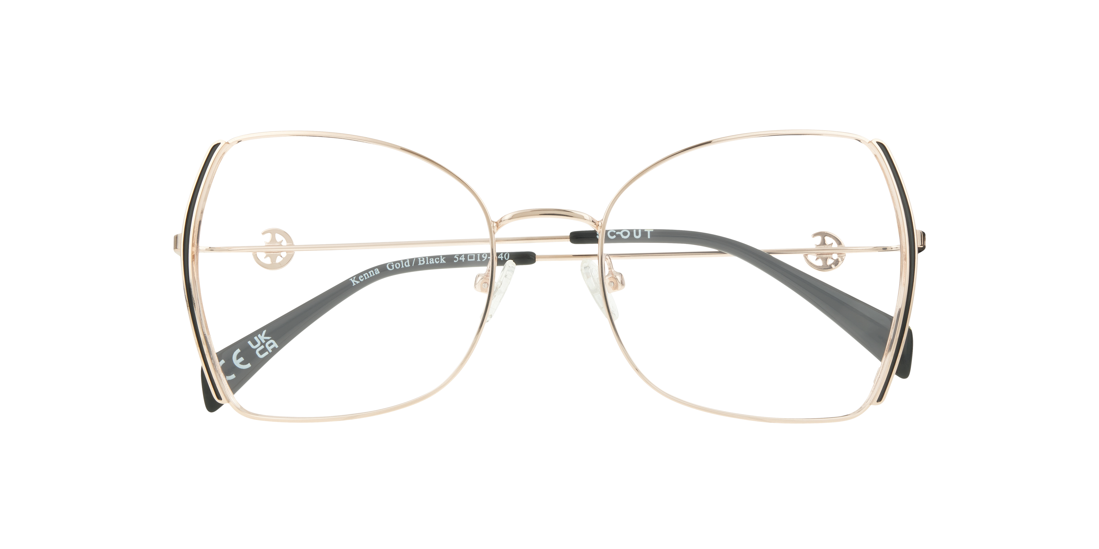 Kenna Gold & Black MetalEyeglass Frames for Glasses Direct, Closed View