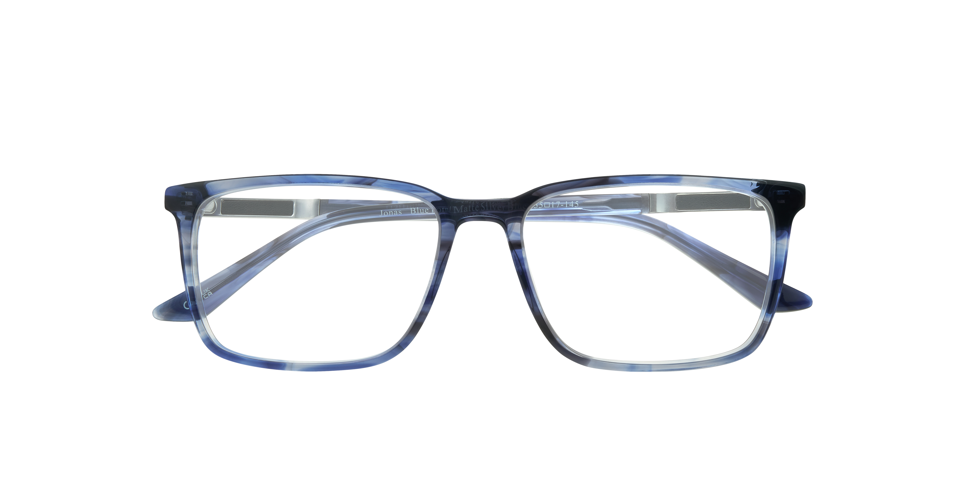 Jonas Blue Horn & Matte Silver Blue AcetateEyeglass Frames for Glasses Direct, Closed View