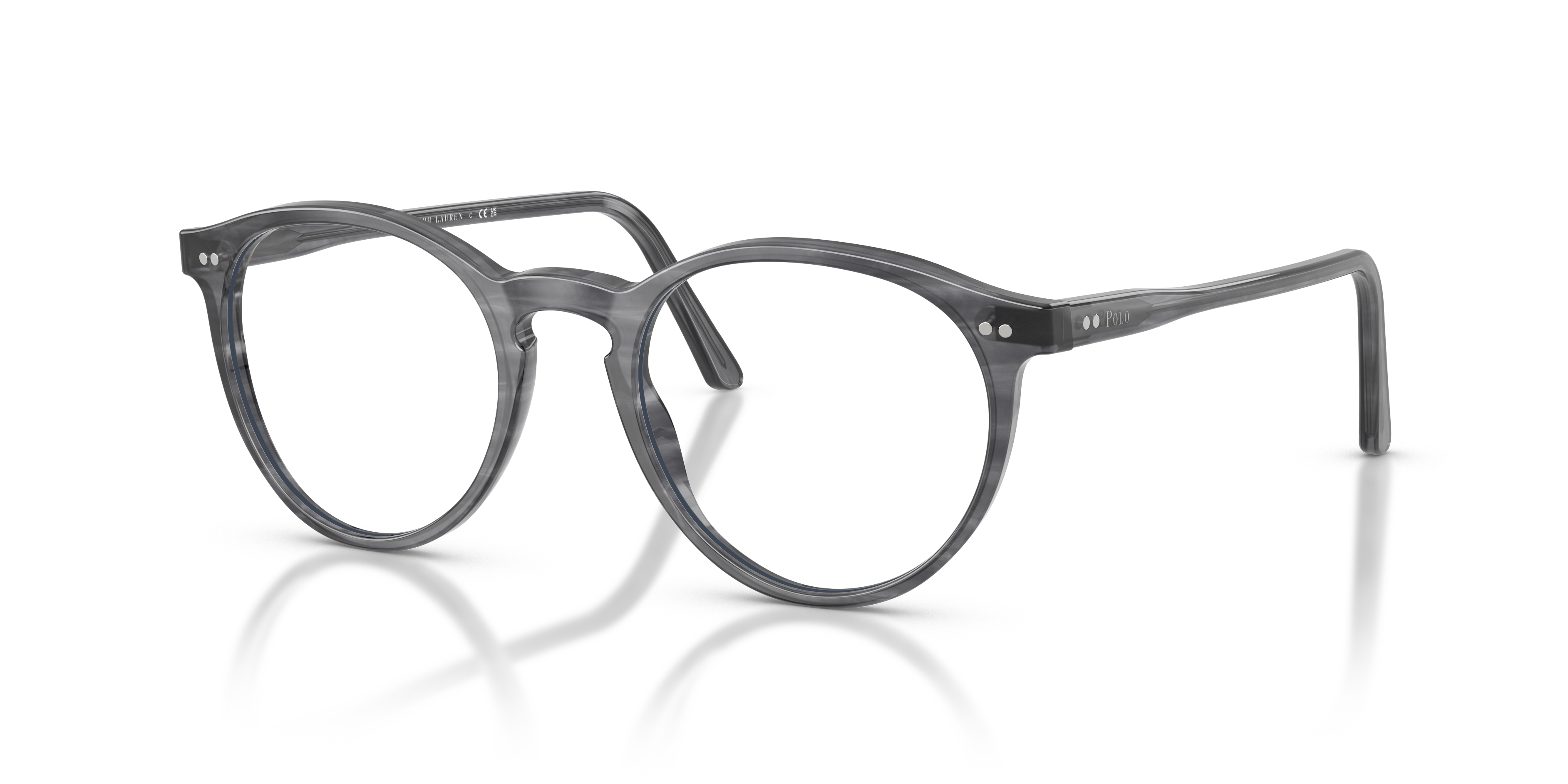 PH2083 Shiny Striped Grey AcetateEyeglass Frames for Glasses Direct, Angle View