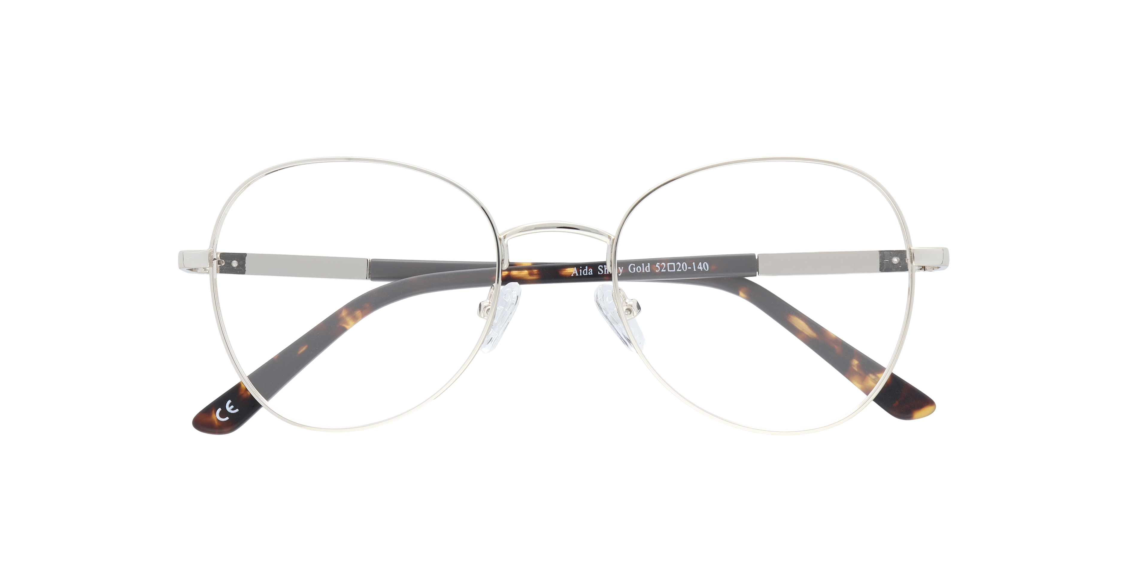 Aida Shiny Gold MetalEyeglass Frames for Glasses Direct, Closed View