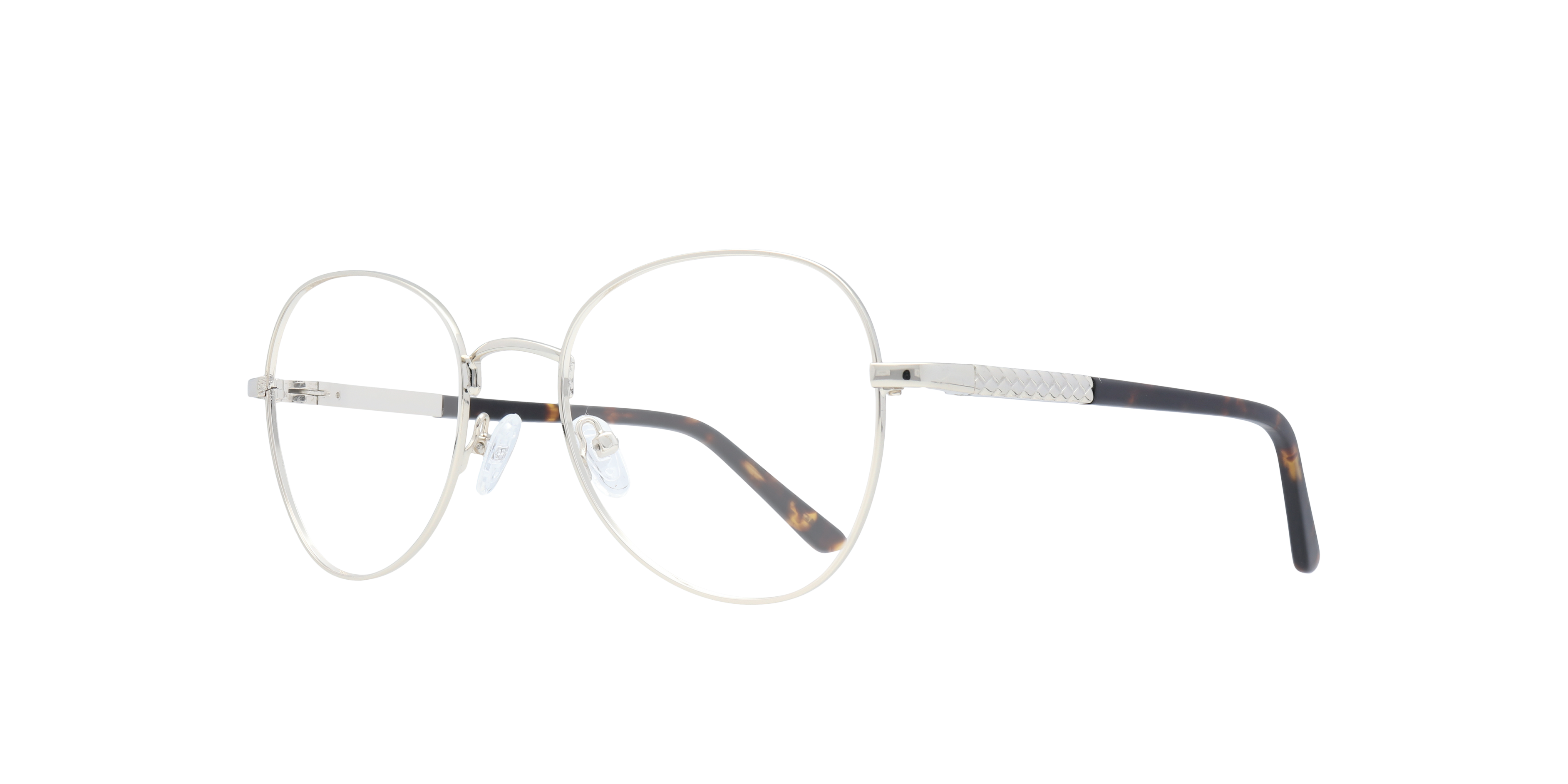 Aida Shiny Gold MetalEyeglass Frames for Glasses Direct, Angle View