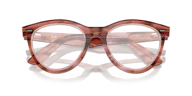 RB2241V Striped Transparent Pink PlasticSunglass Frames for Glasses Direct, Closed View