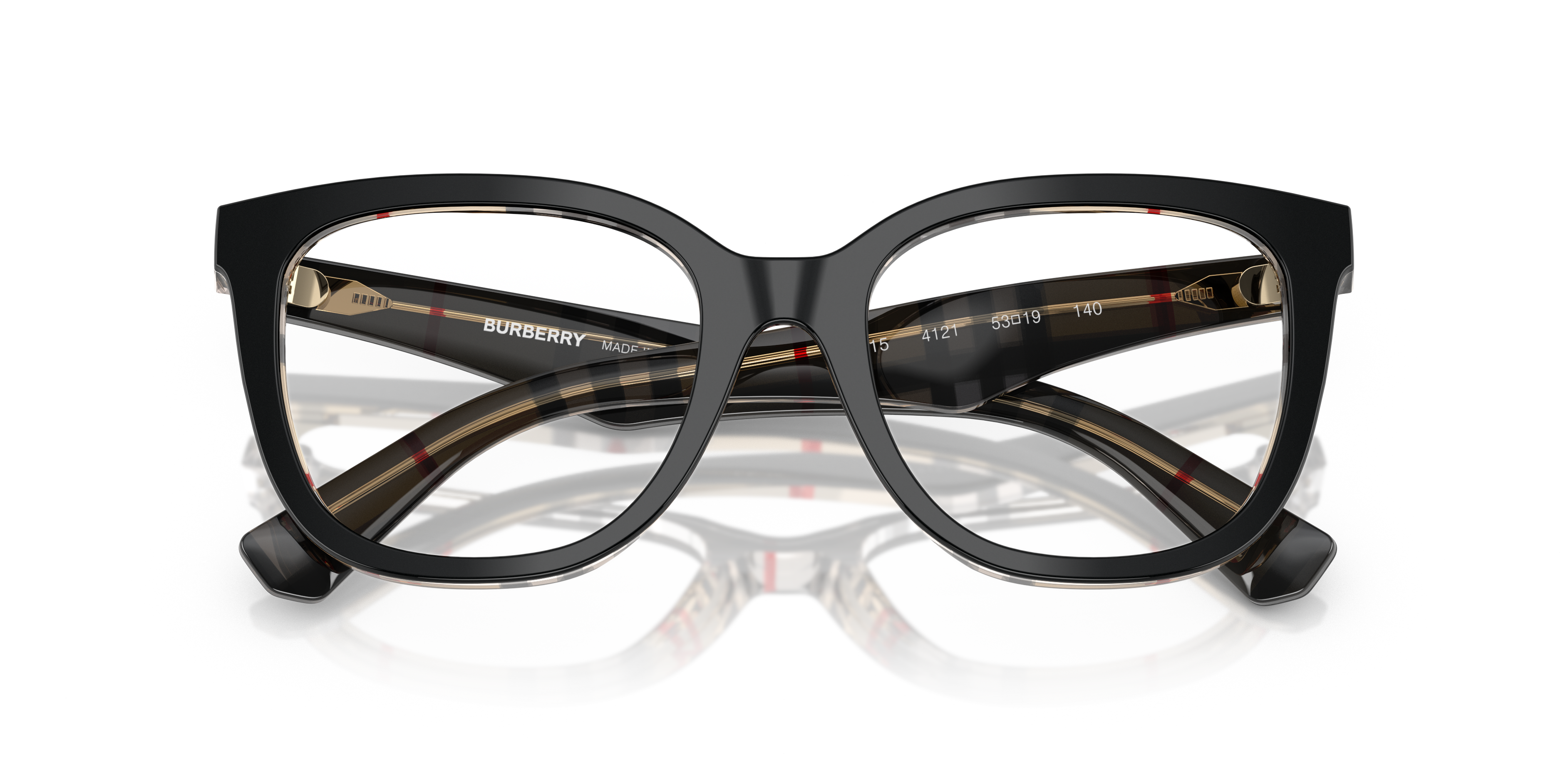 BE2415 Top Black On Vintage Check AcetateEyeglass Frames for Glasses Direct, Closed View