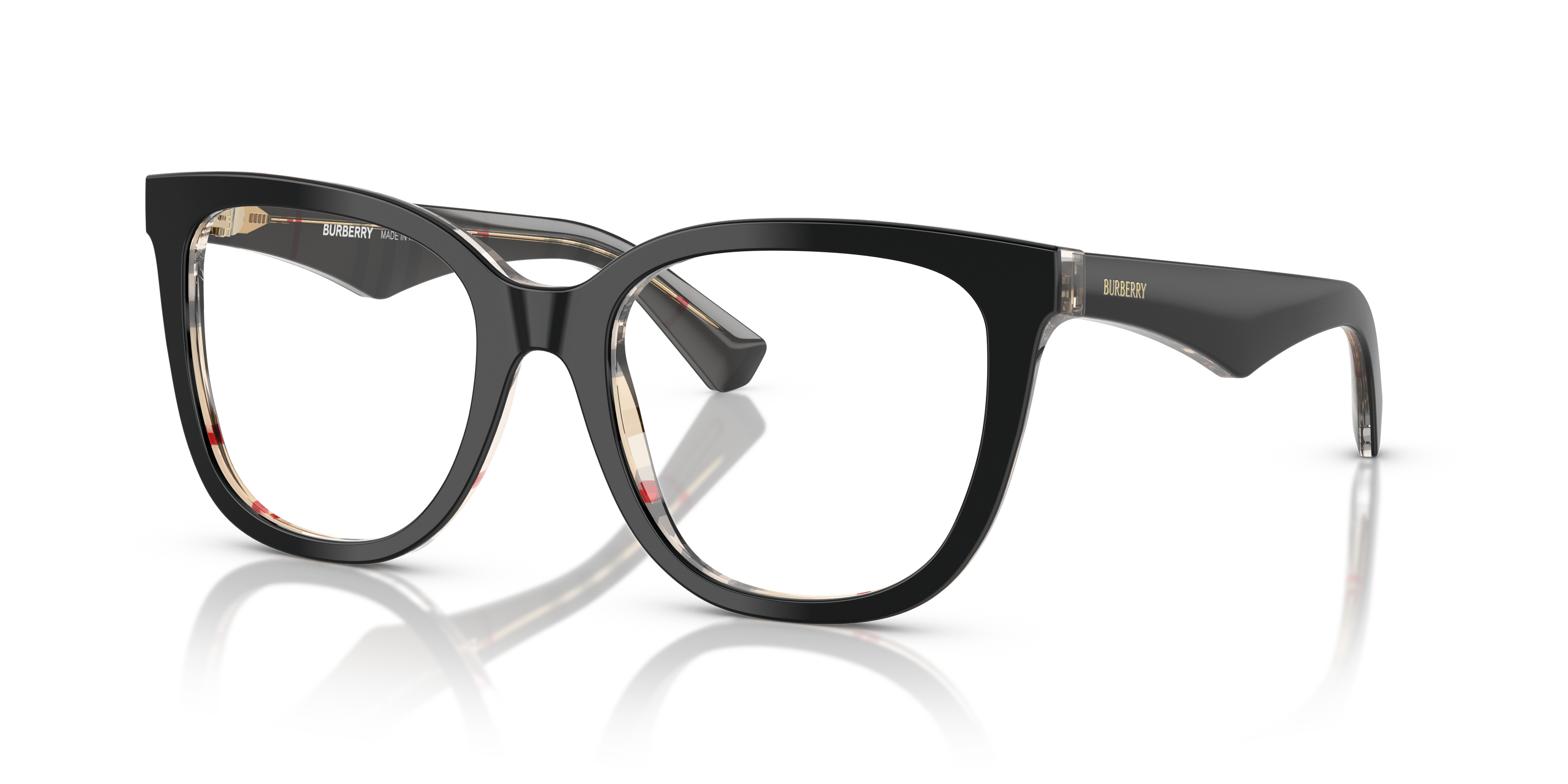 BE2415 Top Black On Vintage Check AcetateEyeglass Frames for Glasses Direct, Angle View