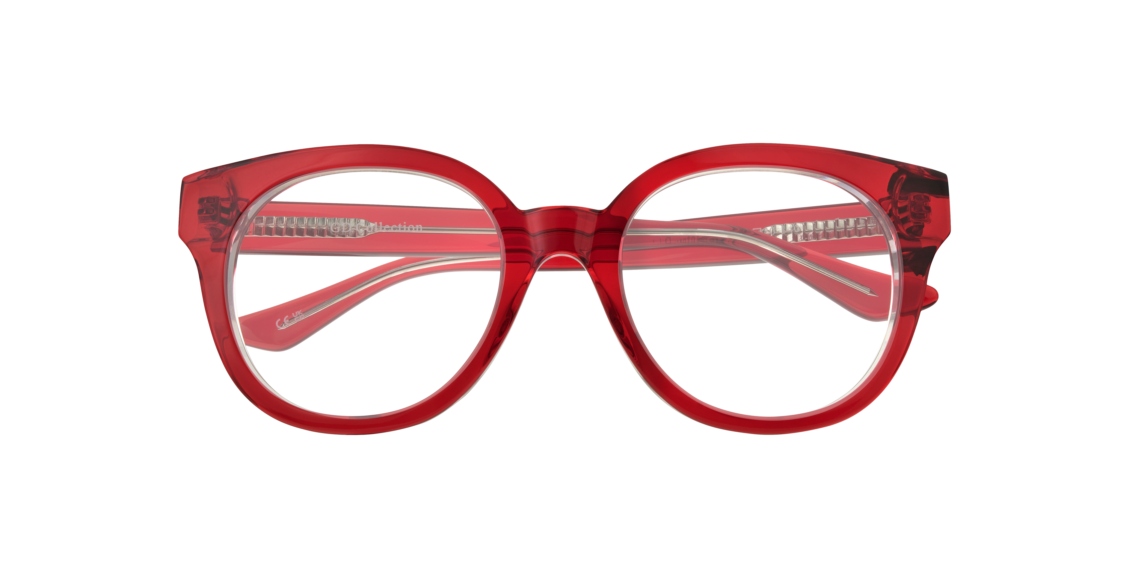 Jessie Red & Crystal Clear AcetateEyeglass Frames for Glasses Direct, Closed View