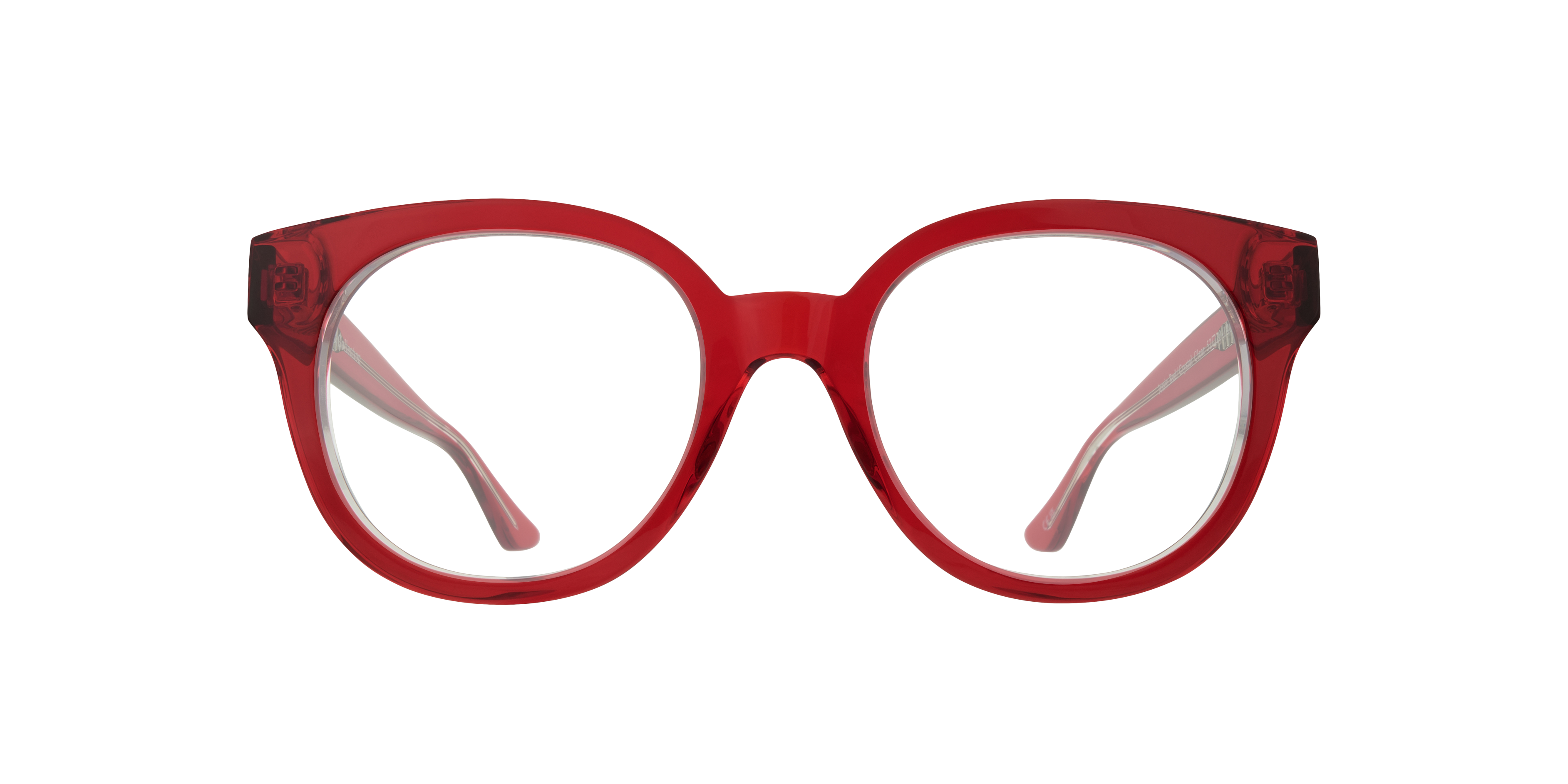 Jessie Red & Crystal Clear AcetateEyeglass Frames for Glasses Direct, Front View