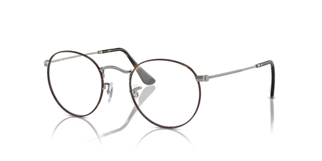 Round Metal Optics Havana On Gunmetal MetalEyeglass Frames for Glasses Direct, Angle View